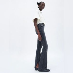 Zara Flared High Rise Z1975 Split Hem Flared Jeans